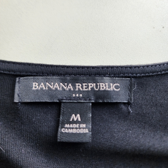 Banana Republic Womens Black Short Sleeve Shirt Top Rayon Drape Detail Thin Sz M - Picture 6 of 8